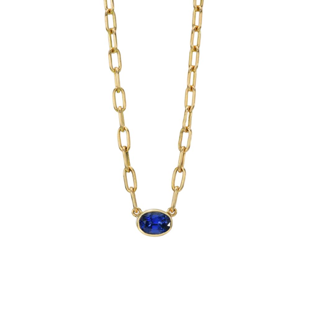 Single Stone 18kt Yellow Gold Leah SapphireNecklace